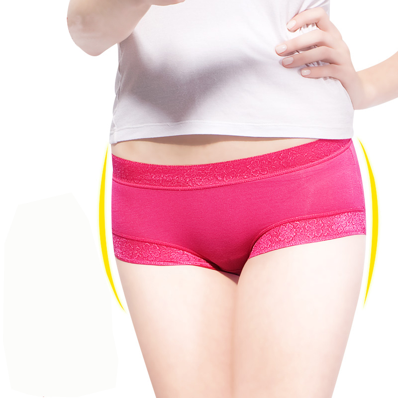 1 women's low-waist boxer panties bamboo charcoal fiber seamless lace women's soft breathable panties