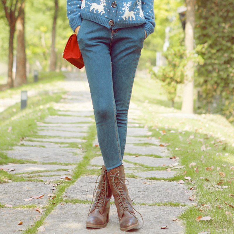 10.24 placketing slim elastic jeans pencil trousers s1718 (WC071)
