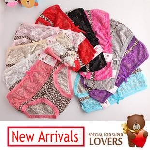 10 Colors Sexy lovely Bow Leopard grain lace panties women underwear 20 Pcs/lot Free Shipping
