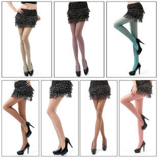 10 double candy color multicolour stockings rompers ultra-thin Core-spun Yarn pantyhose female socks