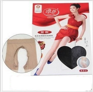10 double LANGSHA pantyhose open file female wire socks Core-spun Yarn ultra-thin stockings