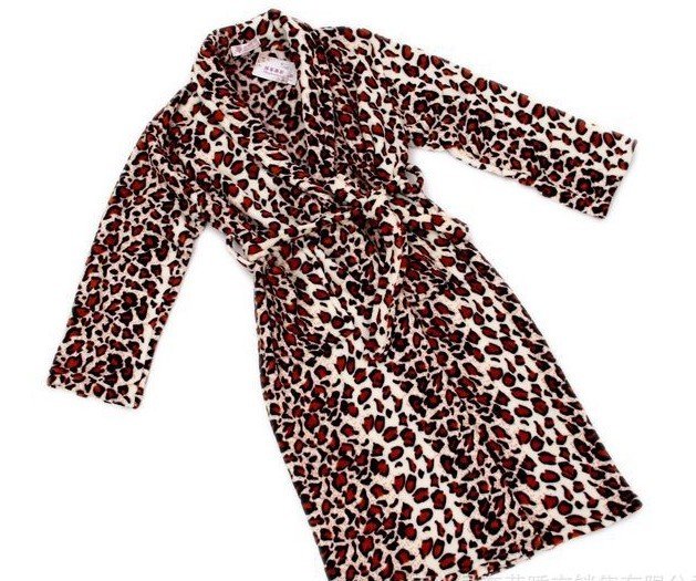 $10 off per $100 order fashion leopard print Robe shower robe  sleepwear free shipping