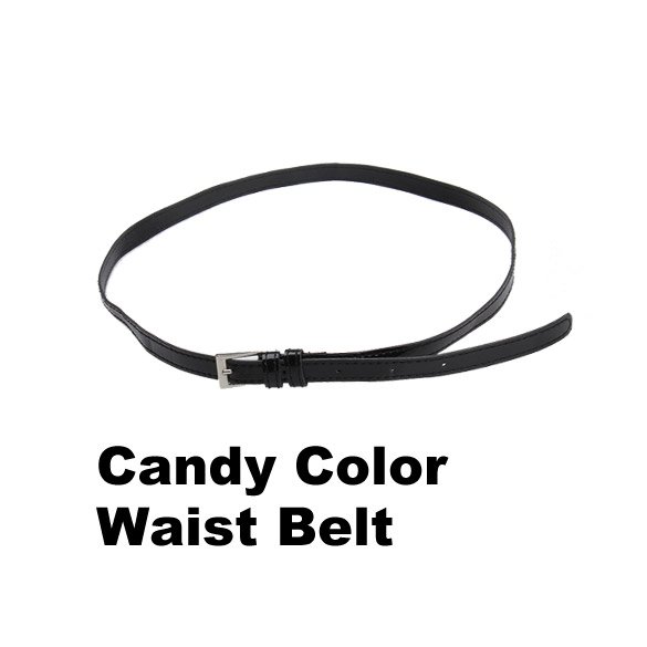 $10 off per $100 order+Free Shipping $10 off per $100 order Women Skinny PU Leather Buckle Waist Belt Band Black
