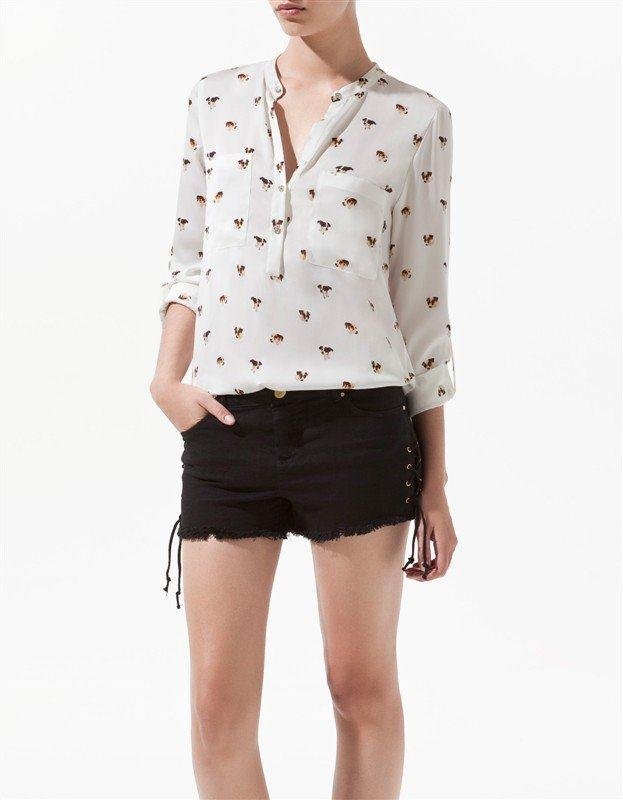 10$ off per 80$ order 2012 NEW,  lovely dog printed chiffon long sleeve women's blouse
