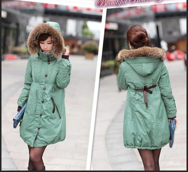 10% OFF! Womens Hooded Raccoon Fur Collar Winter Long Thicken Down Coat Parkas Jacket Detacheable Hat XS S M L XL XXL XXXL Green