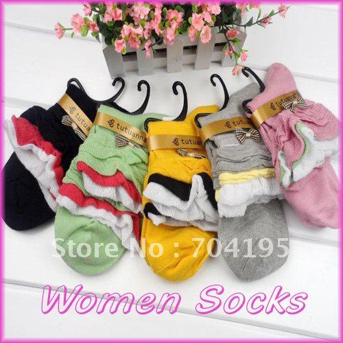 10 pair/lot  female   cotton knee-high socks bow pile of pile of  women's socks wholesale