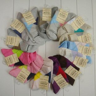 10 pairs/lot women fashion colorful plaid cotton socks