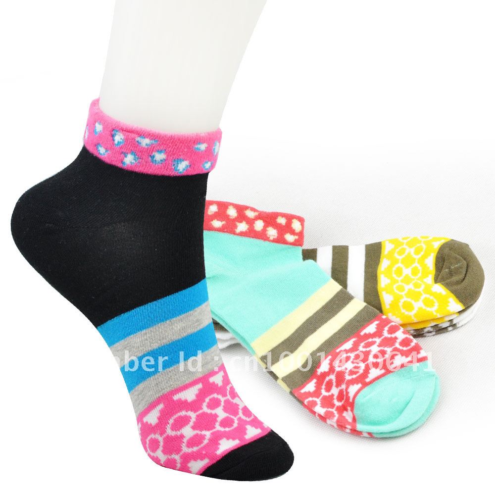 10 Pairs Women's Cotton Strips Socks,Candy Colors,5Colors-Free Shipping