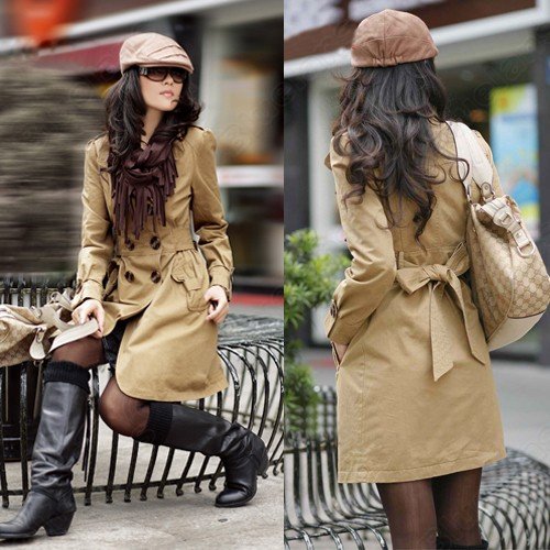 10 Pcs Free Shipping Wholesale New Fashion Women's Ladies Slim Fit  Double Breasted Coat  Outwear Trench