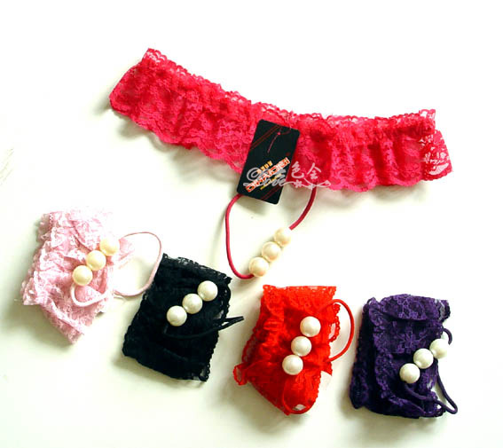 10 PCS/lot 3 color pantswoman sexy transparent bud silk temptation flirtation beaded bottomless t-back T pants ladies underwear