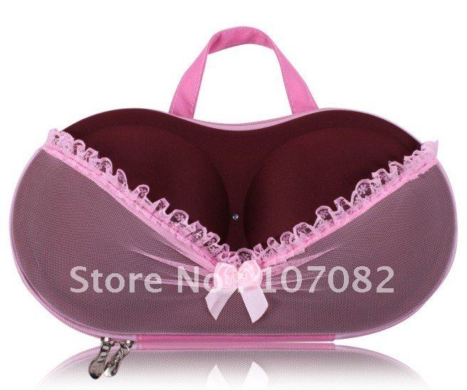 10 pcs/lot Fashion Travel bra case wine red color organizer net inside underwear bra bag