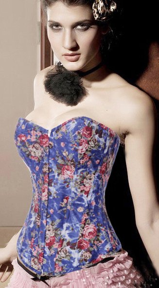 10 pcs  strepless print flower  sexy corset Y 6248 chapper bustier in cotton + panty ( size s-2xl )
