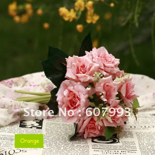 10 Rose Bridesmaids Bouquet ,wedding artificial Bridal bouquet ,home decoration silk flowers,Free shipping