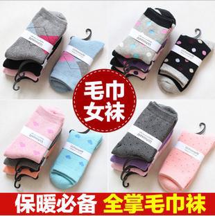 10 women's thickening double loop pile socks thermal winter knee-high socks cartoon socks 100% cotton socks
