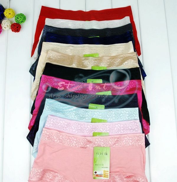 10 X Ms. underwear women Seamless Modal bamboo fiber cotton the waist lace sexy panties