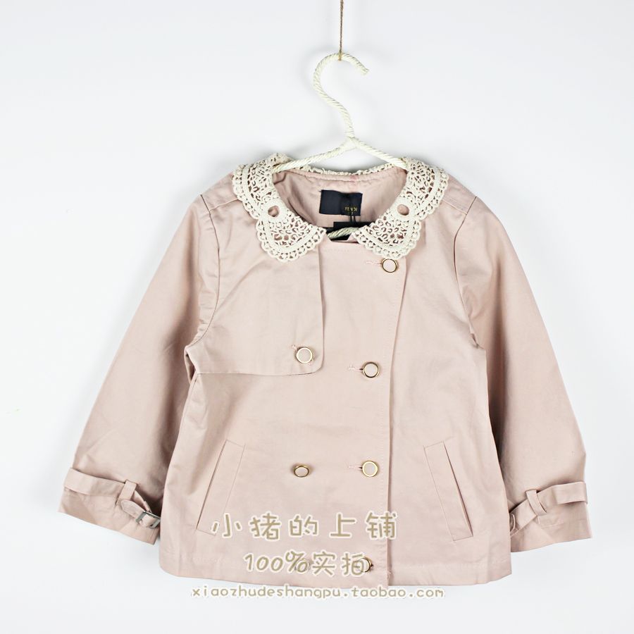 100 15 children's clothing female child trench child lace trench outerwear blazer double breasted
