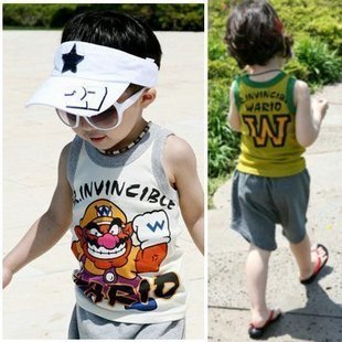 100 5 children's clothing children's clothing male summer girls clothing cotton sleeveless T-shirt 100%