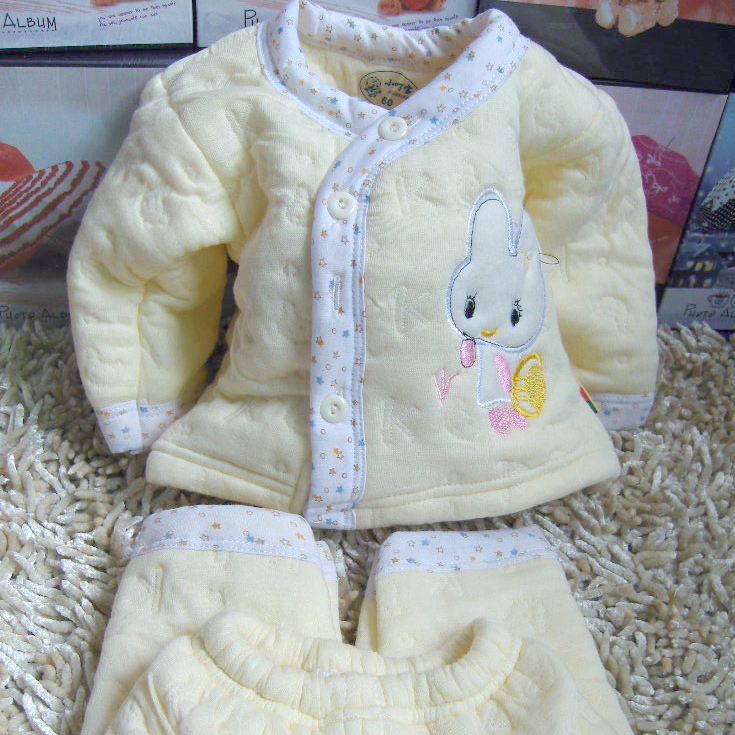 100% cotton autumn and winter thickening baby newborn thermal underwear set baby clothes 0-1 supplies baby clothes