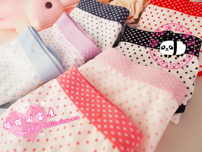 100% cotton breathable dot polka dot broad-brimmed fresh panty underwear