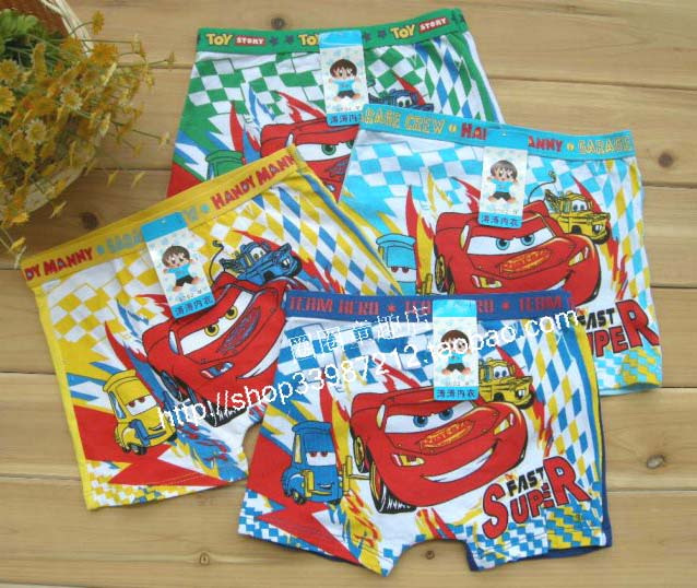100% cotton cartoon graphic patterns male child flat feet shorts car panties