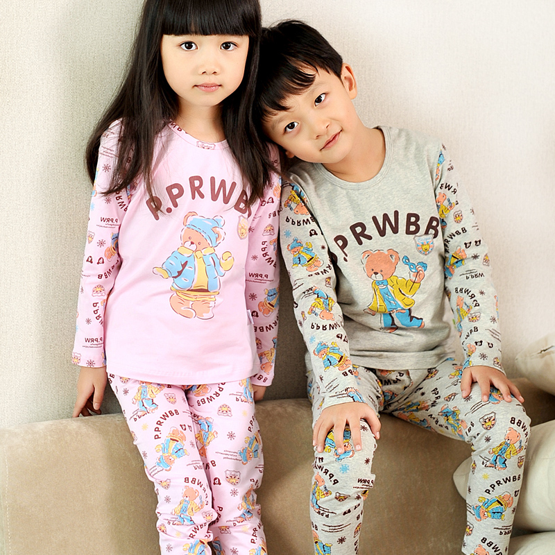 100% cotton child underwear male child long-sleeve female child lounge autumn underwear set winter home