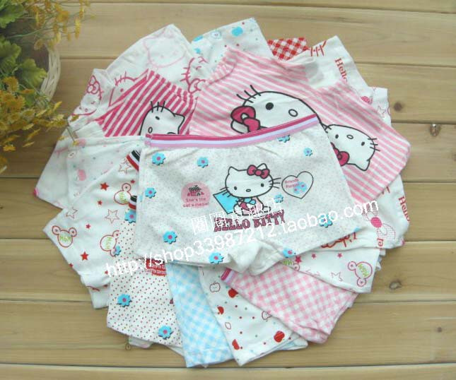 100% cotton kitty pattern female child flat feet shorts child 100% cotton small panties shorts fancy
