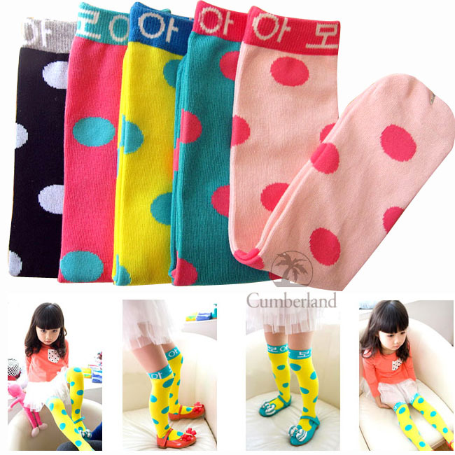 100% cotton knee-high children socks female child trend stocking all-match candy princess socks