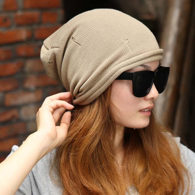 100% cotton knitted hat pocket hat knitted hat turban edging autumn and winter