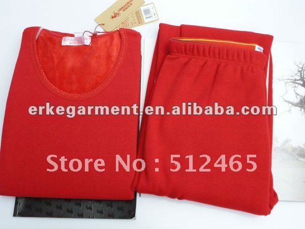 100% cotton lady's thermal underwear, red color thermal underwear for lady,100% cotton thermal underwear sets