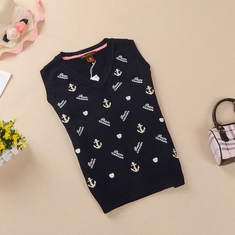 100% cotton line 2011 preppy style V-neck slim female sweater small vest women's