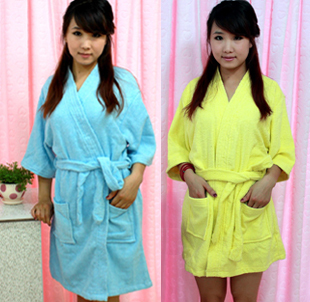 100% cotton lovers design towel bathrobe short design lounge towels bathrobe robe sleepwear thin