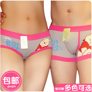 100% cotton lovers panties cartoon WINNIE women's trigonometric male underwear