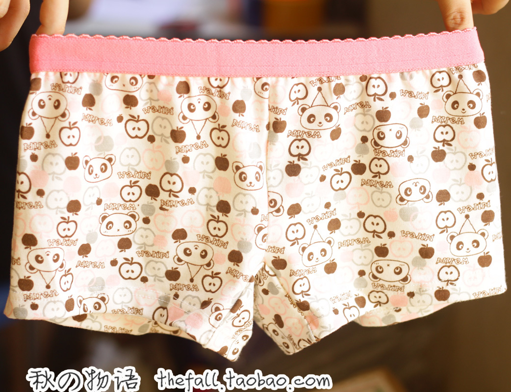 100% cotton panty cartoon boxer panties Women low-waist chromophous