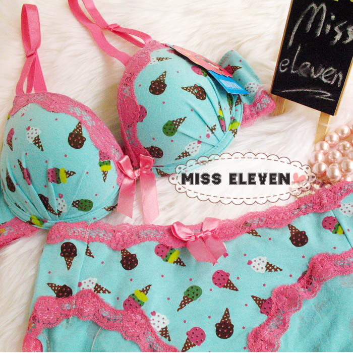 100% cotton push up insert underwear bra set
