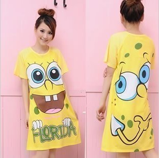 100% cotton short-sleeve T-shirt cartoon sleepwear lovely nightgown lounge maternity dress