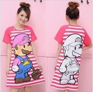 100% cotton short-sleeve T-shirt cartoon sleepwear lovely nightgown lounge maternity dress