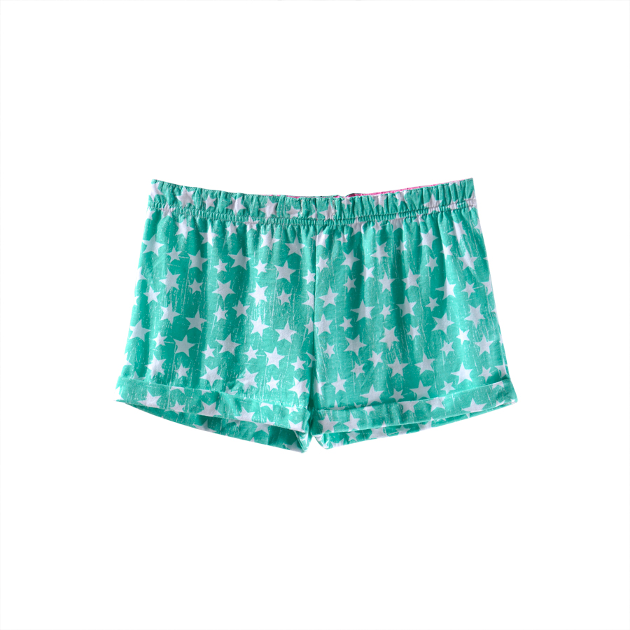100% cotton skin-friendly pentastar pattern elastic waist lounge pants shorts women's 0.08kg