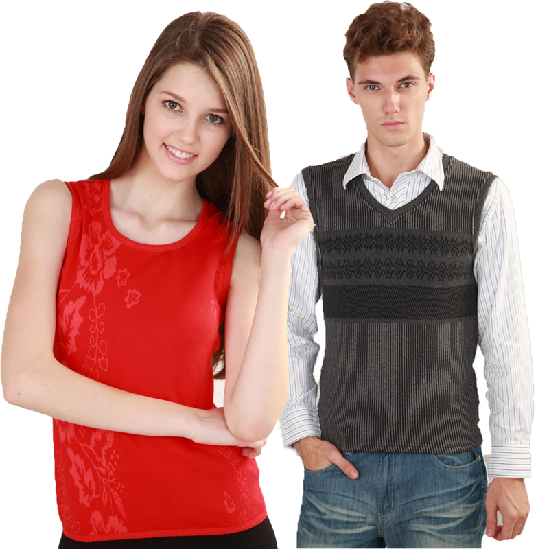 100% cotton sleeveless autumn and winter knitted short vest male women's jacquard series vest