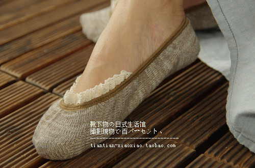 100% cotton sock slippers lace decoration vintage sock sandals