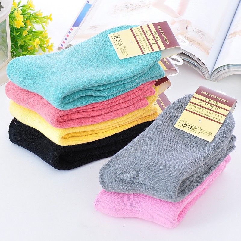 100% cotton solid color female socks women's autumn and winter knee-high socks candy color 100% all-match cotton socks
