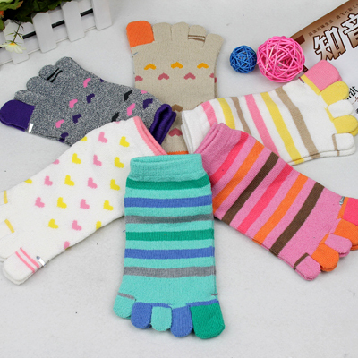 100% cotton toe socks women's socks thermal socks stripe socks