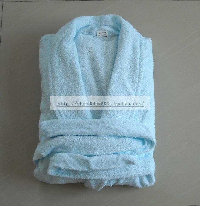 100% cotton towel l spa bathrobe kimono style bathrobe robe lounge male light blue