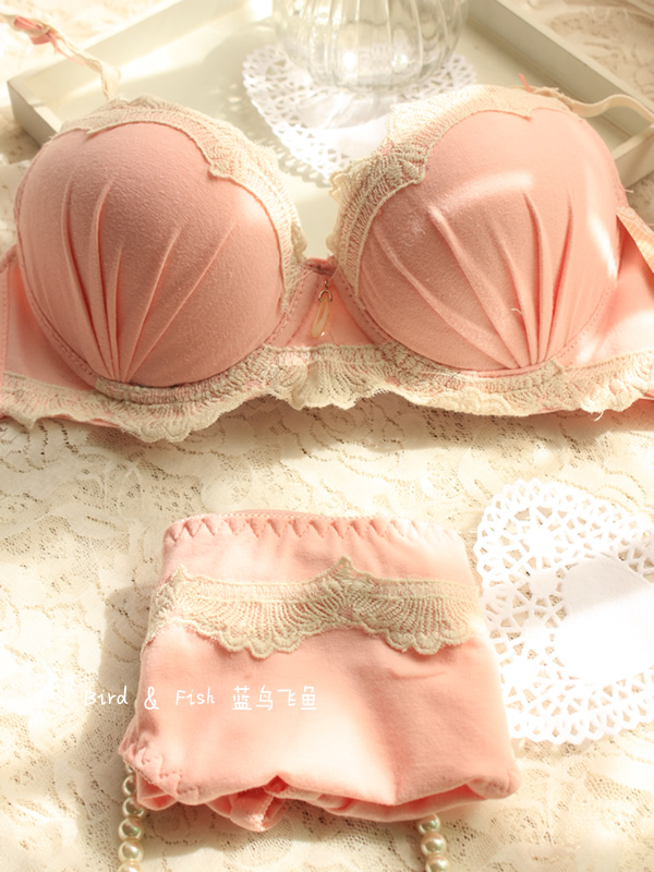 100% cotton . underwear 100% cotton bamboo 3 breasted side gathering push up bra comfortable bra set