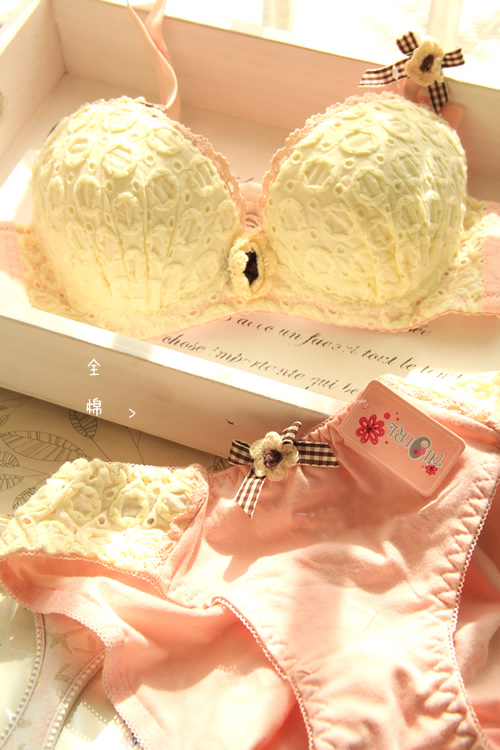 100% cotton underwear push up bra set spring vintage rustic small fresh bra