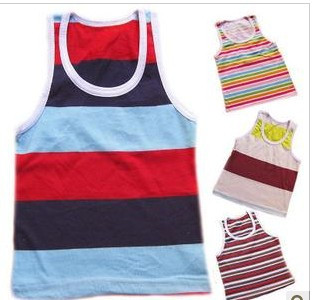 100% cotton vest short-sleeve T-shirt vesseled baby top male girls clothing 0 - 2 summer