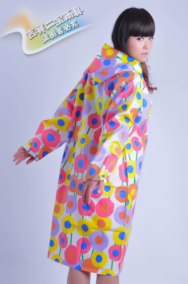 100% EVA eco-friendly fashion transparent raincoat with poncho