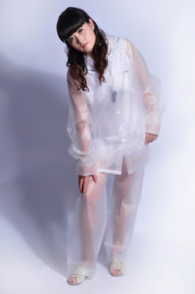 100% EVA translucent rainwear with raincoat and pants set with poncho