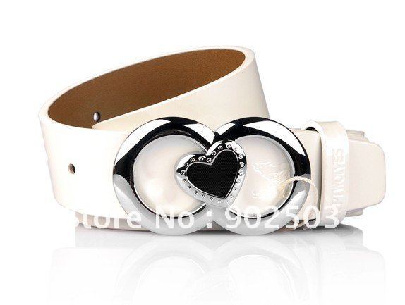 100% genuine leather,CHINA TOP BRAND leather belt,heart and double cycle buckles,Women's fashion belt