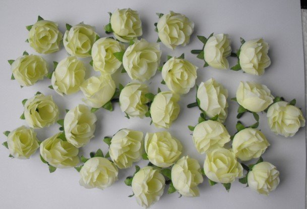 100 Green yellow Silk flower head rose wedding decoration Free Shipping