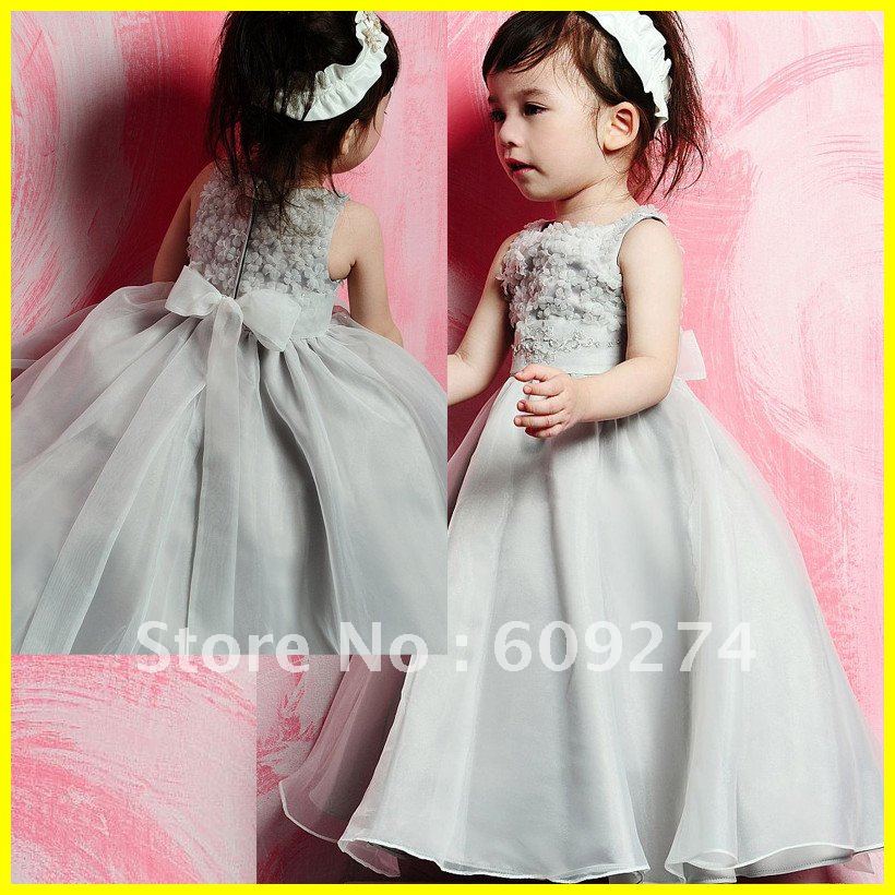 100% Guarantee Off The Shoulder Princess 2012 Flower Girl Dresses Organza Applique A line White Flower Kid's Dress